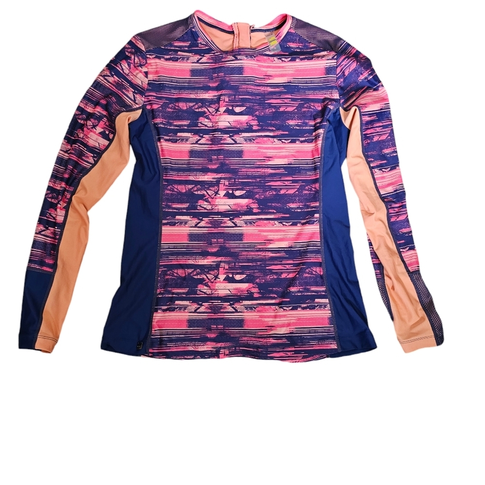 Lole lightweight activewear long sleeve top back pull zipper Large pullover